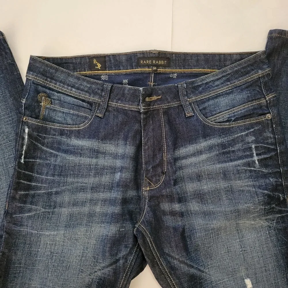 Rare Rabbit RR Be Rare MMXIV Skinny Straight Leg Dark Wash Jeans Mens 34 NWOT